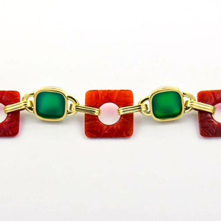 Armband aus 585 Gelbgold mit Achat und Karneol, nachhaltiger second hand Schmuck perfekt aufgearbeitet