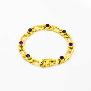 Armband aus 585 Gelbgold mit Amethyst, nachhaltiger second hand Schmuck perfekt aufgearbeitet