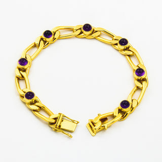 Armband aus 585 Gelbgold mit Amethyst, nachhaltiger second hand Schmuck perfekt aufgearbeitet