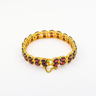 Armband aus 585 Gelbgold mit Granat, nachhaltiger second hand Schmuck perfekt aufgearbeitet