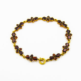 Armband aus 333 Gelbgold mit Granat, nachhaltiger second hand Schmuck perfekt aufgearbeitet