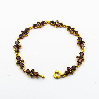 Armband aus 333 Gelbgold mit Granat, nachhaltiger second hand Schmuck perfekt aufgearbeitet
