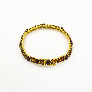 Granatarmband aus 333 Gelbgold, nachhaltiger second hand Schmuck perfekt aufgearbeitet