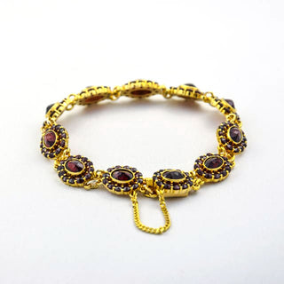 Granatarmband aus 375 Gelbgold, nachhaltiger second hand Schmuck perfekt aufgearbeitet