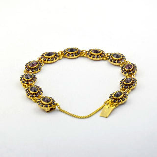 Granatarmband aus 375 Gelbgold, nachhaltiger second hand Schmuck perfekt aufgearbeitet