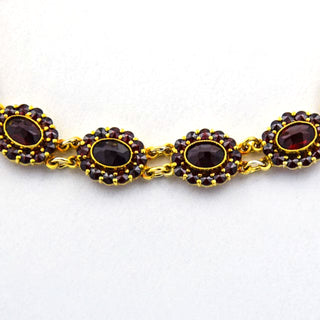 Granatarmband aus 375 Gelbgold, nachhaltiger second hand Schmuck perfekt aufgearbeitet