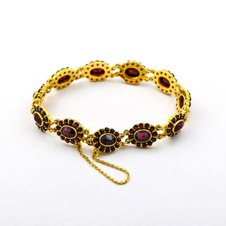 Granatarmband aus 375 Gelbgold, nachhaltiger second hand Schmuck perfekt aufgearbeitet