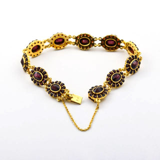 Granatarmband aus 375 Gelbgold, nachhaltiger second hand Schmuck perfekt aufgearbeitet