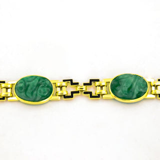 Armband aus 585 Gelbgold mit Jade, nachhaltiger second hand Schmuck perfekt aufgearbeitet