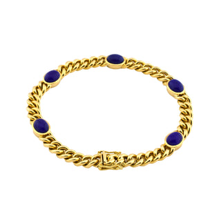Armband aus 585 Gelbgold mit Lapislazuli, nachhaltiger second hand Schmuck perfekt aufgearbeitet
