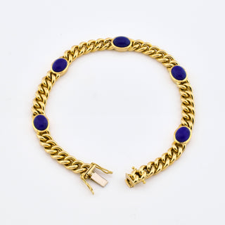 Armband aus 585 Gelbgold mit Lapislazuli, nachhaltiger second hand Schmuck perfekt aufgearbeitet