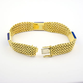 Armband aus 585 Gelbgold mit Lapislazuli, nachhaltiger second hand Schmuck perfekt aufgearbeitet