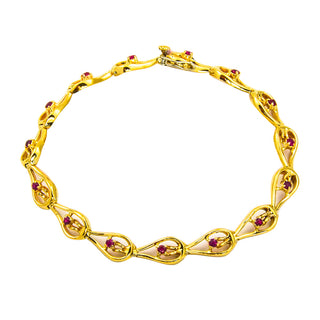Armband aus 585 Gelbgold mit Rubin, nachhaltiger second hand Schmuck perfekt aufgearbeitet
