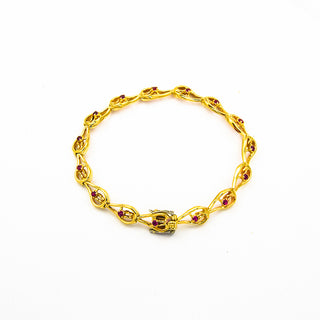 Armband aus 585 Gelbgold mit Rubin, nachhaltiger second hand Schmuck perfekt aufgearbeitet
