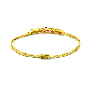 Rubinarmband aus 585 Gelbgold mit Diamant, nachhaltiger second hand Schmuck perfekt aufgearbeitet
