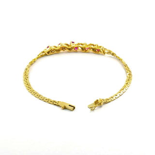 Rubinarmband aus 585 Gelbgold mit Diamant, nachhaltiger second hand Schmuck perfekt aufgearbeitet