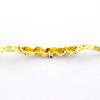 Rubinarmband aus 585 Gelbgold mit Diamant, nachhaltiger second hand Schmuck perfekt aufgearbeitet