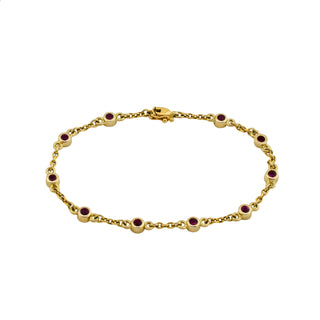 Rubinarmband aus 585 Gelbgold, nachhaltiger second hand Schmuck perfekt aufgearbeitet