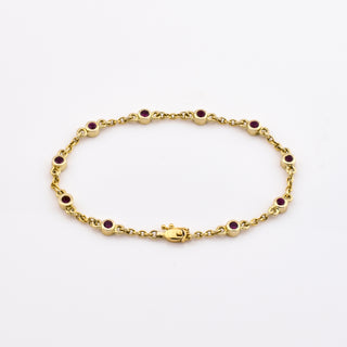 Rubinarmband aus 585 Gelbgold, nachhaltiger second hand Schmuck perfekt aufgearbeitet