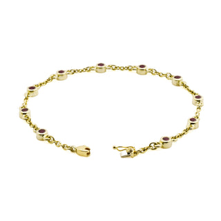 Rubinarmband aus 585 Gelbgold, nachhaltiger second hand Schmuck perfekt aufgearbeitet