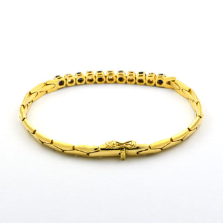 Saphirarmband aus 585 Gelbgold mit Brillant, nachhaltiger second hand Schmuck perfekt aufgearbeitet