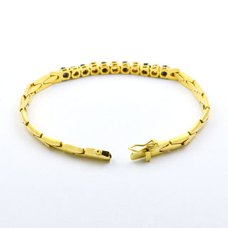 Saphirarmband aus 585 Gelbgold mit Brillant, nachhaltiger second hand Schmuck perfekt aufgearbeitet