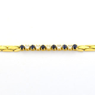 Saphirarmband aus 585 Gelbgold mit Brillant, nachhaltiger second hand Schmuck perfekt aufgearbeitet
