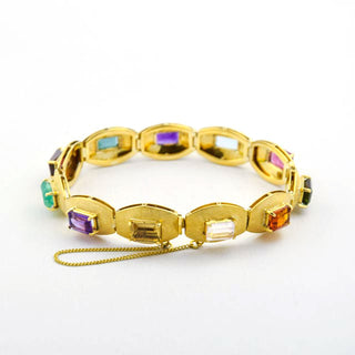 Armband aus 750 Gelbgold mit Smaragd, Aquamarin und Citrin, nachhaltiger second hand Schmuck perfekt aufgearbeitet