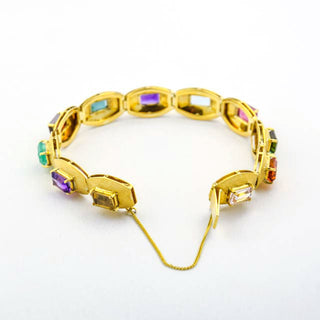 Armband aus 750 Gelbgold mit Smaragd, Aquamarin und Citrin, nachhaltiger second hand Schmuck perfekt aufgearbeitet