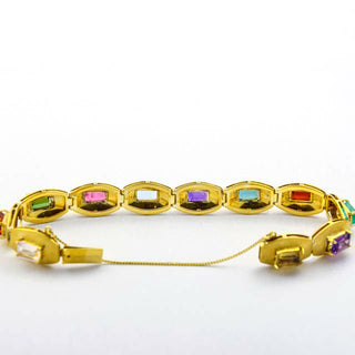 Armband aus 750 Gelbgold mit Smaragd, Aquamarin und Citrin, nachhaltiger second hand Schmuck perfekt aufgearbeitet