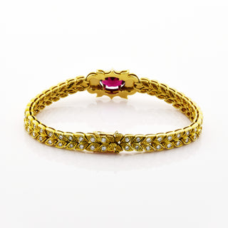 Armband aus 750 Gelbgold mit Turmalin und Brillant, nachhaltiger second hand Schmuck perfekt aufgearbeitet