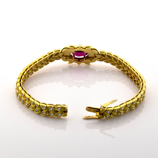Armband aus 750 Gelbgold mit Turmalin und Brillant, nachhaltiger second hand Schmuck perfekt aufgearbeitet