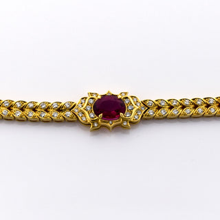 Armband aus 750 Gelbgold mit Turmalin und Brillant, nachhaltiger second hand Schmuck perfekt aufgearbeitet