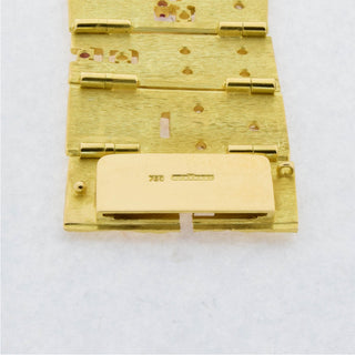 A. Frühauf Armband aus 750 Gelbgold mit Turmalin, Rubin und Diamant, nachhaltiger second hand Schmuck perfekt aufgearbeitet