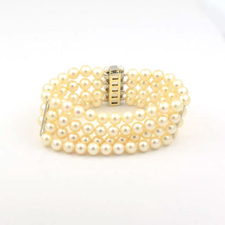 Perlenarmband mit Schließe aus 585 Gelb- und Weißgold mit Rubin, nachhaltiger second hand Schmuck perfekt aufgearbeitet