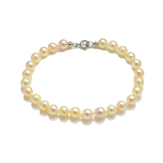 Perlenarmband aus mit Schließe 585 Weißgold, nachhaltiger second hand Schmuck perfekt aufgearbeitet