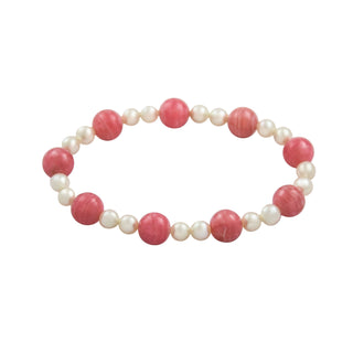 Perlenarmband mit Rhodochrosit, nachhaltiger second hand Schmuck perfekt aufgearbeitet