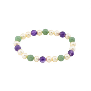 Perlenarmband mit Amethyst und Aventurin, nachhaltiger second hand Schmuck perfekt aufgearbeitet