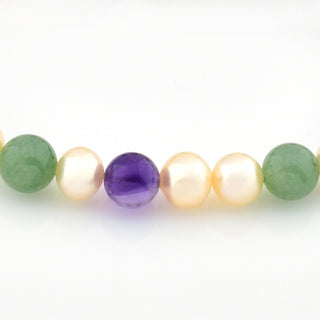 Perlenarmband mit Amethyst und Aventurin, nachhaltiger second hand Schmuck perfekt aufgearbeitet