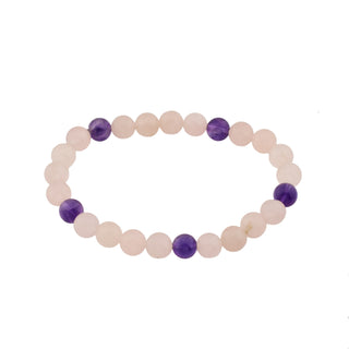 Armband mit Rosenquarz und Amethyst, nachhaltiger second hand Schmuck perfekt aufgearbeitet