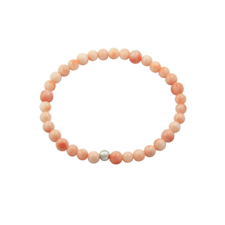 Korallenarmband mit Silberkugel, nachhaltiger second hand Schmuck perfekt aufgearbeitet