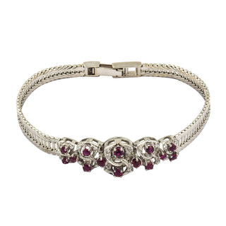 Armband aus 585 Weißgold mit Rubin und Brillant, nachhaltiger second hand Schmuck perfekt aufgearbeitet