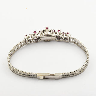 Armband aus 585 Weißgold mit Rubin und Brillant, nachhaltiger second hand Schmuck perfekt aufgearbeitet