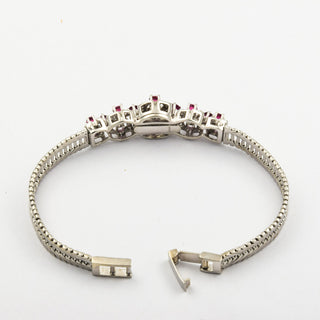 Armband aus 585 Weißgold mit Rubin und Brillant, nachhaltiger second hand Schmuck perfekt aufgearbeitet
