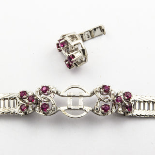 Armband aus 585 Weißgold mit Rubin und Brillant, nachhaltiger second hand Schmuck perfekt aufgearbeitet
