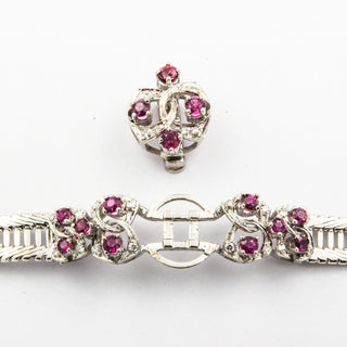 Armband aus 585 Weißgold mit Rubin und Brillant, nachhaltiger second hand Schmuck perfekt aufgearbeitet
