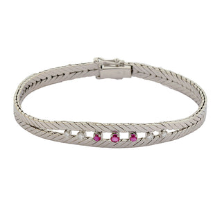 Armband aus 750 Weißgold mit Rubin und Brillant, nachhaltiger second hand Schmuck perfekt aufgearbeitet