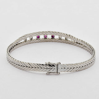 Armband aus 750 Weißgold mit Rubin und Brillant, nachhaltiger second hand Schmuck perfekt aufgearbeitet