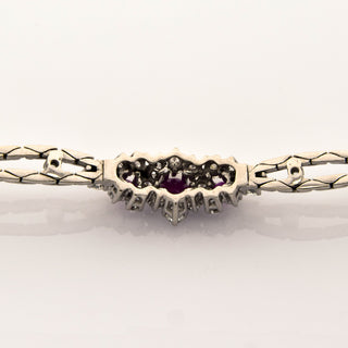 Rubinarmband aus 585 Weißgold mit Brillant, nachhaltiger second hand Schmuck perfekt aufgearbeitet