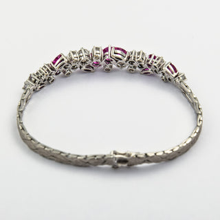 Armband aus 750 Weißgold mit Diamant und Rubin, neuwertig, nachhaltiger second hand Schmuck perfekt aufgearbeitet